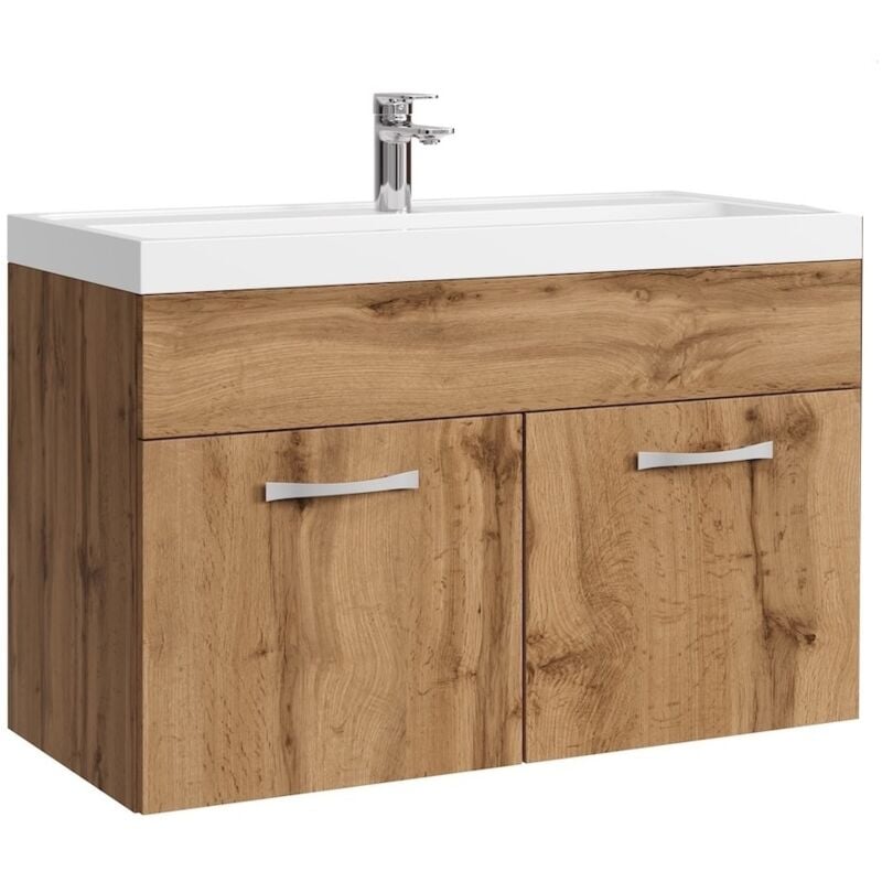foto del prodotto mobile da bagno paso 01 80cm rovere armadio mobiletto lavabo