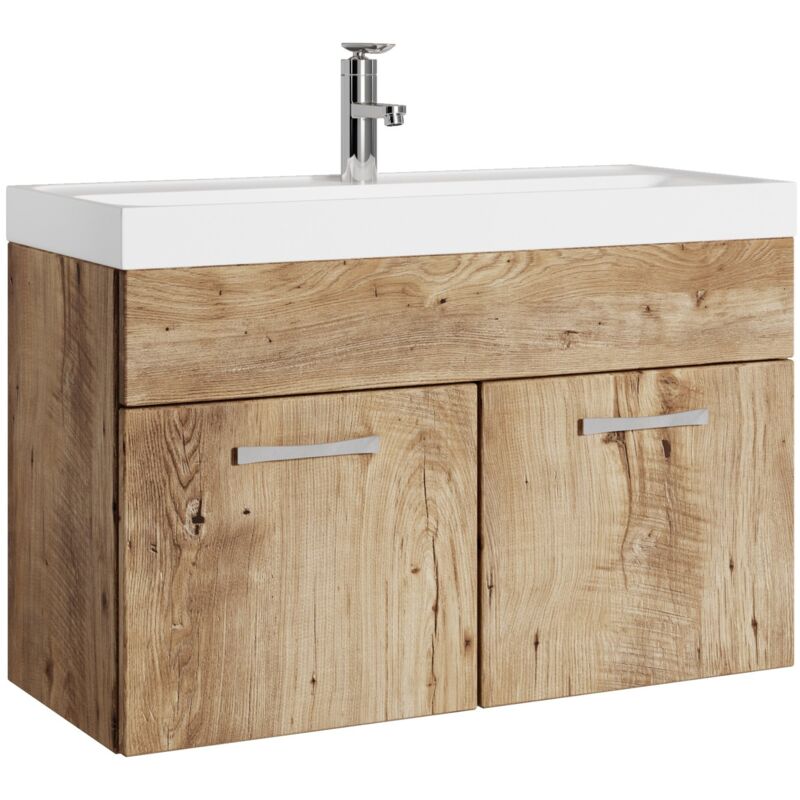 foto del prodotto mobile da bagno paso 01 80cm rovere castago armadio mobiletto lavabo