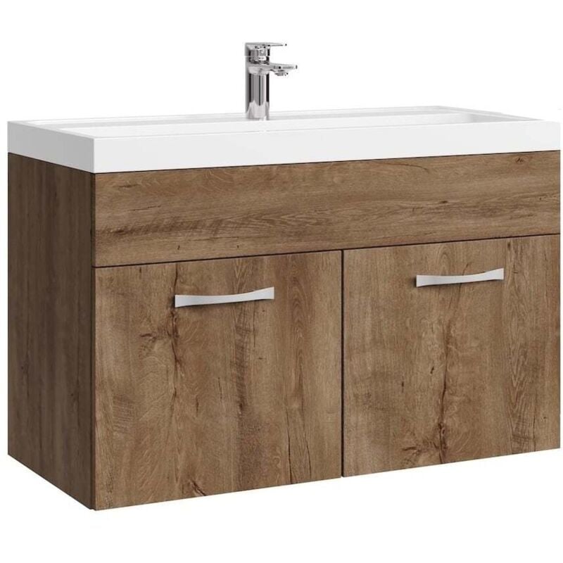 foto del prodotto mobile da bagno paso 01 80cm rovere marrone armadio mobiletto lavabo