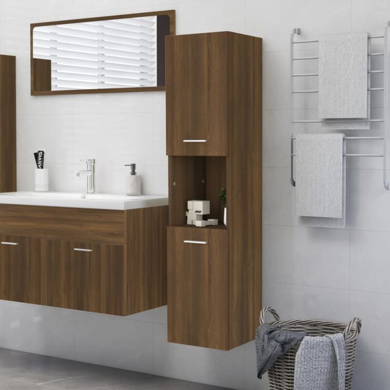 foto del prodotto mobile da bagno rovere marrone 30x30x130cm in legno multistrato vidaxl