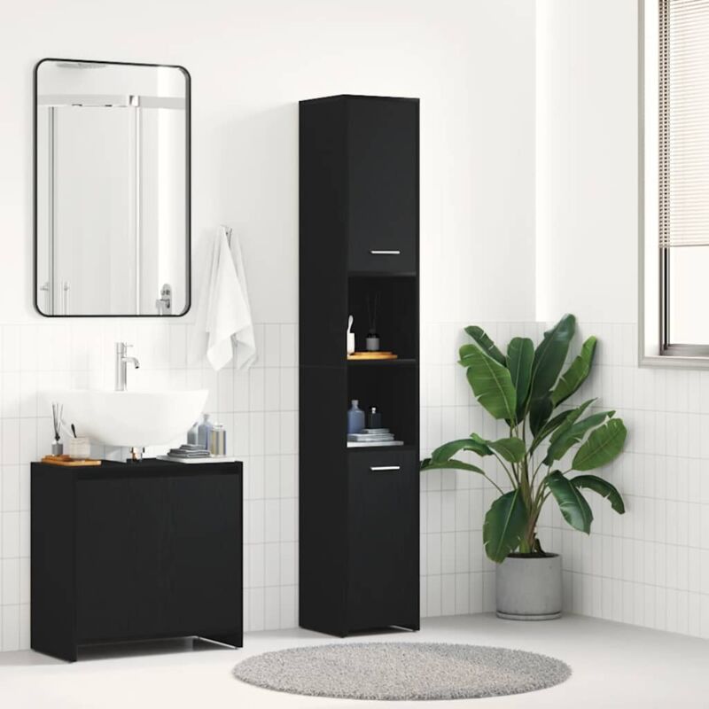 foto del prodotto mobile da bagno rovere nero 30x30x183,5 cm in truciolato vidaxl