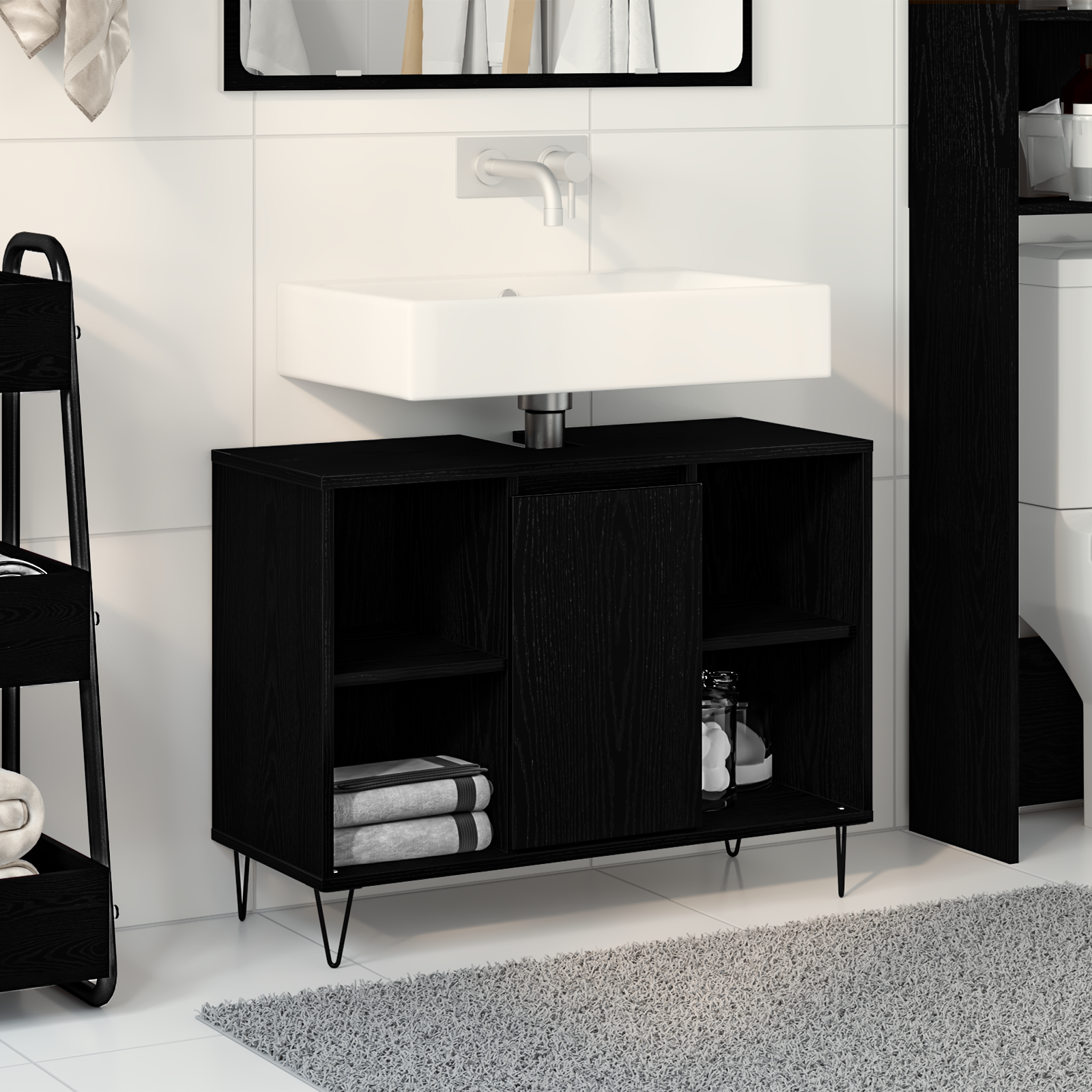 foto del prodotto mobile da bagno rovere nero 80 x 33 x 60 cm legno multistrato vidaxl