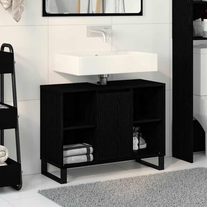 foto del prodotto mobile da bagno rovere nero 80 x 33 x 60 cm legno multistrato - vidaxl
