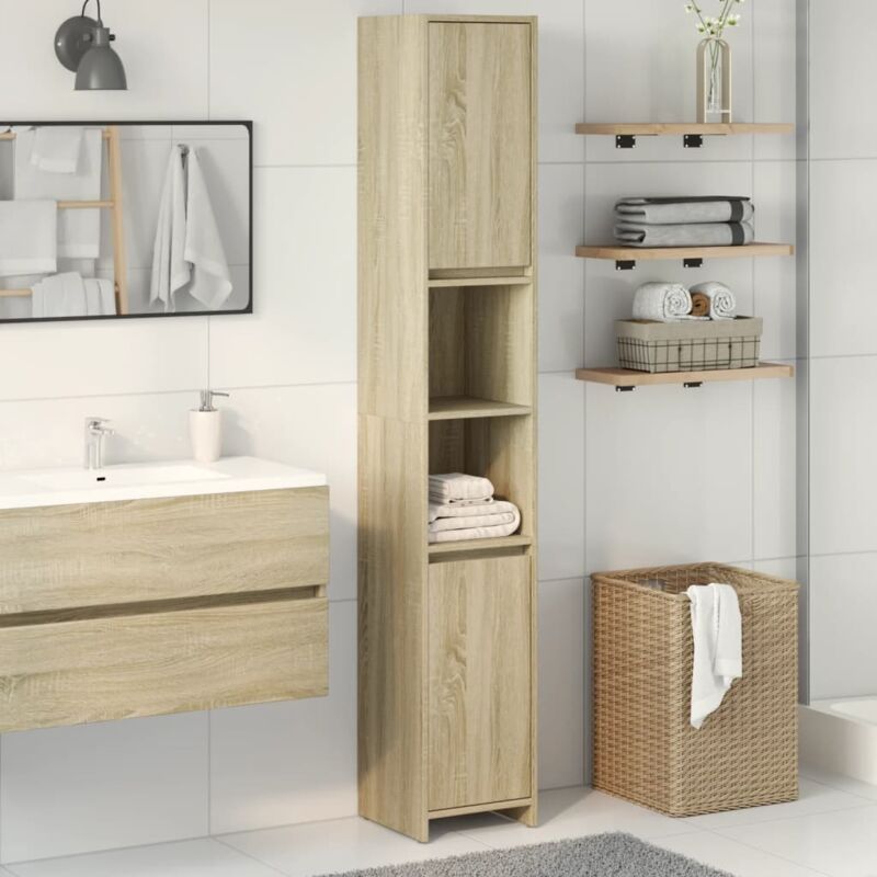 foto del prodotto mobile da bagno rovere sonoma 30x30x183,5 cm legno multistrato vidaxl