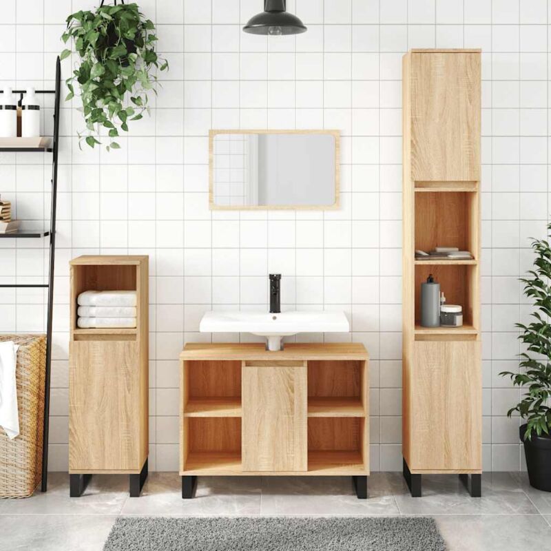 foto del prodotto mobile da bagno rovere sonoma 80x33x60 cm in legno multistrato - vidaxl