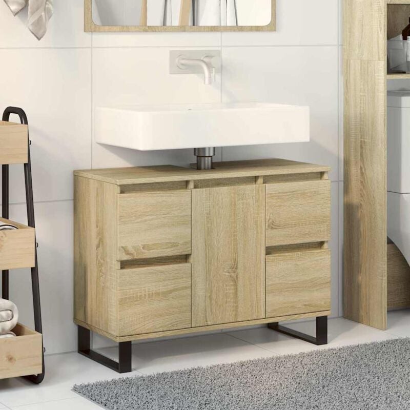 foto del prodotto mobile da bagno rovere sonoma 80x33x60 cm in legno multistrato vidaxl