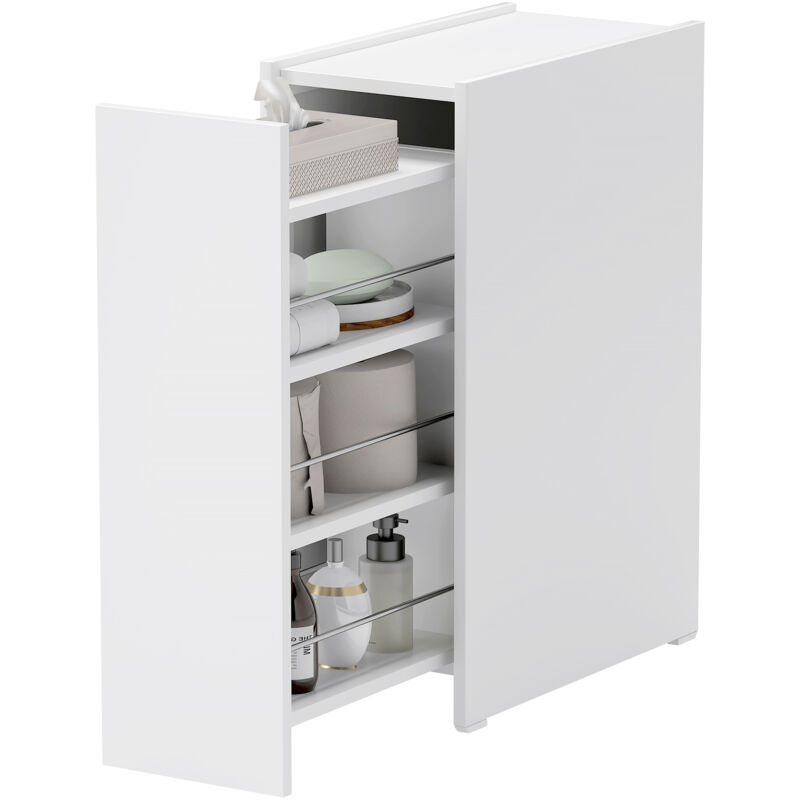 foto del prodotto mobile da bagno salvaspazio a 3 livelli in truciolato bianco homcom