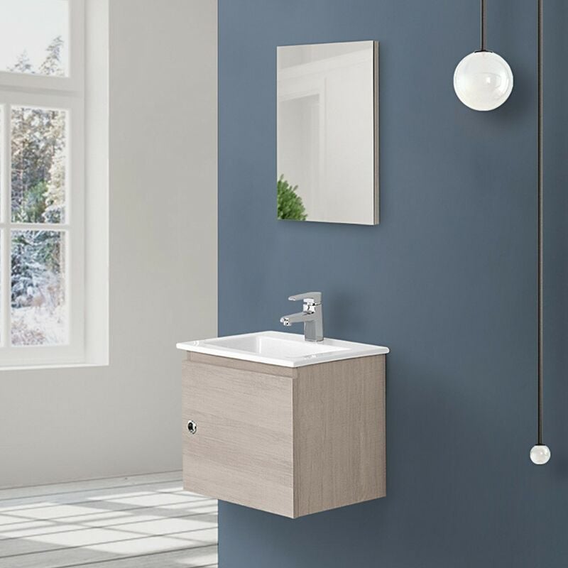 foto del prodotto mobile da bagno salvaspazio rovere chiaro 50x36,5 cm con anta