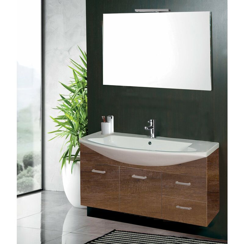 foto del prodotto mobile da bagno sospeso 108cm mazzoni manhattan noce scuro frassinato