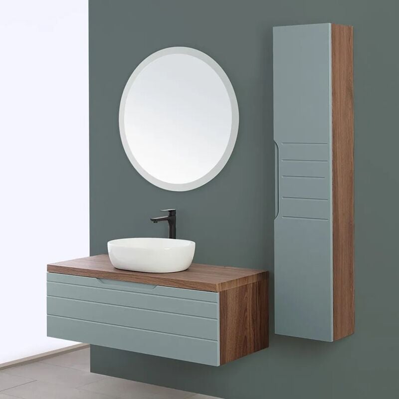 foto del prodotto mobile da bagno sospeso 110 cm verde salvia con lavabo in ceramica amalfi