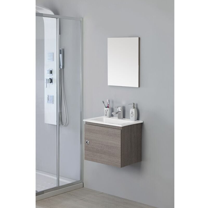 foto del prodotto mobile da bagno sospeso 50cm rovere scuro con anta si50 feridras