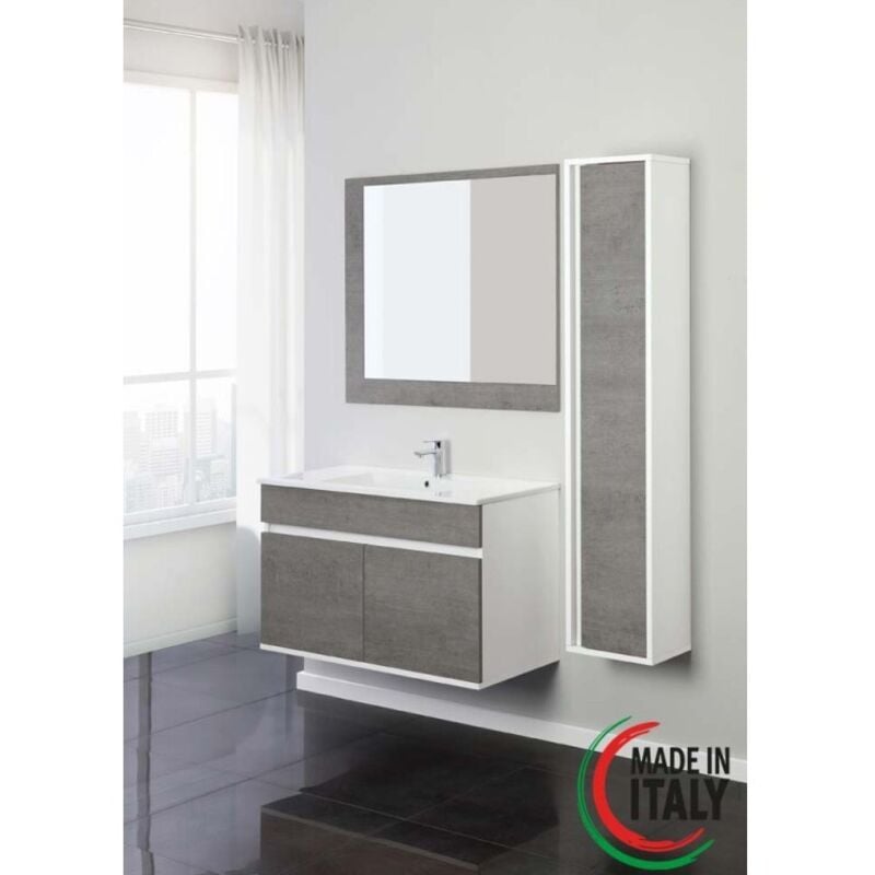 foto del prodotto mobile da bagno sospeso 90cm cemento con 2 ante fabula feridras