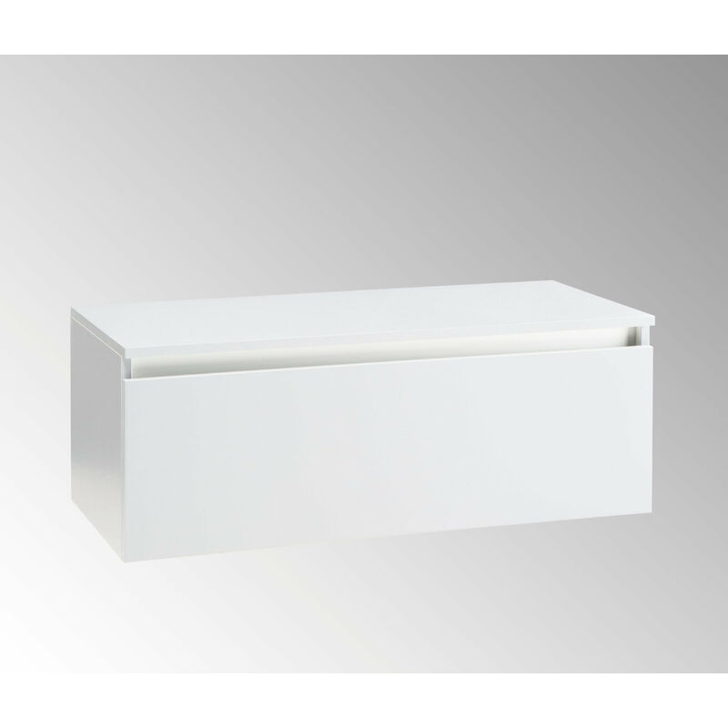 foto del prodotto mobile da bagno sospeso e cassetto soft closing per lavabo in appoggio in melaminico 100x45x37cm tft ibiza bianco