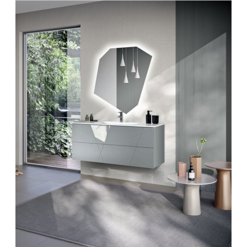 foto del prodotto mobile da bagno sospeso moderno base 100 crizia con lavabo, grigio opaco