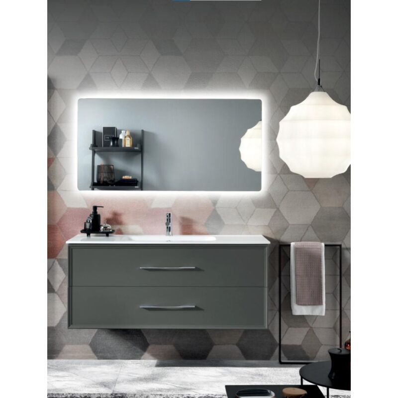 foto del prodotto mobile da bagno sospeso moderno base 120 classic con 2 cassetti e lavabo, antracite opaco