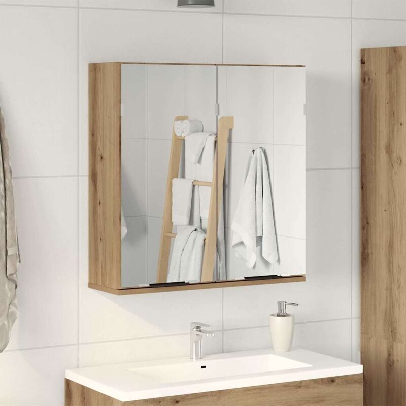 foto del prodotto mobile da bagno specchio rovere artigianale legno multistrato vidaxl