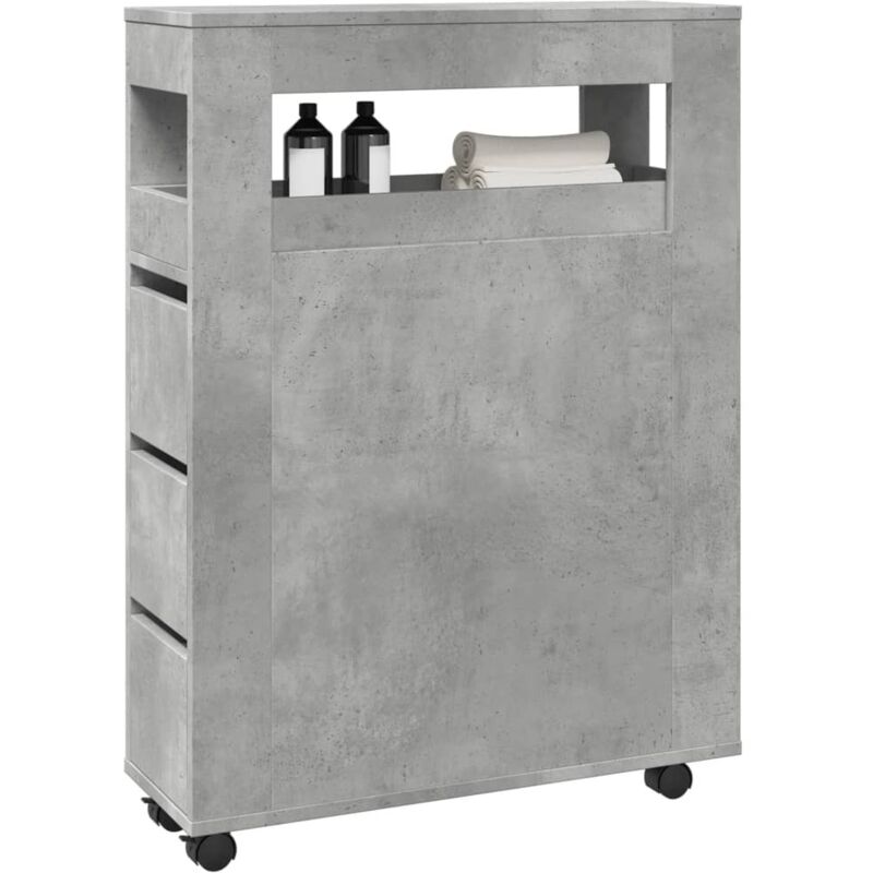 foto del prodotto mobile da bagno stretto con ruote grigio cemento in truciolato vidaxl