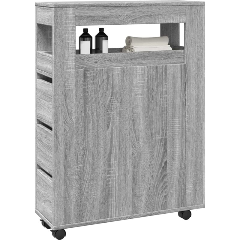 foto del prodotto mobile da bagno stretto con ruote grigio sonoma in truciolato vidaxl