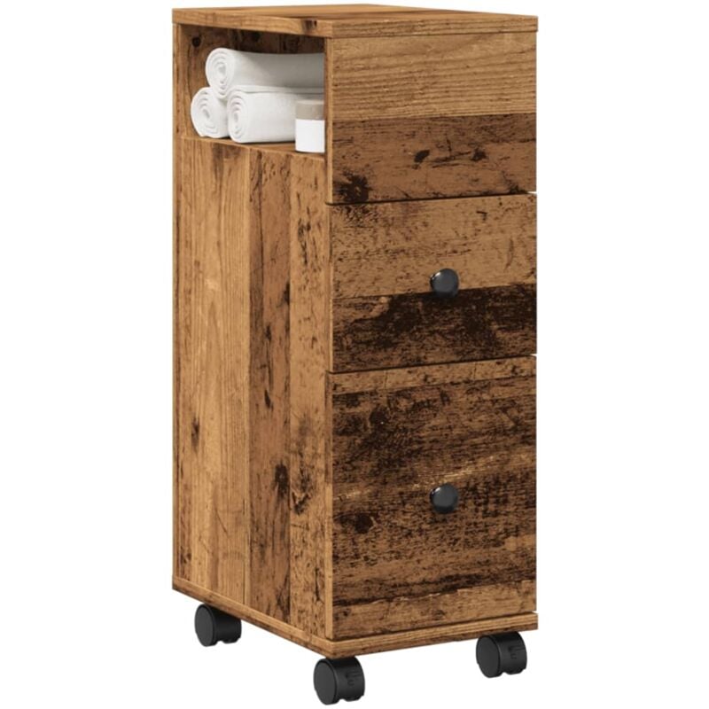 foto del prodotto mobile da bagno stretto con ruote legno vecchio in truciolato vidaxl