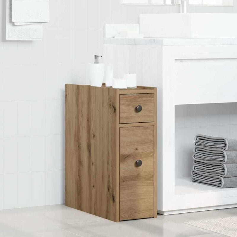 foto del prodotto mobile da bagno stretto con ruote rovere artigianale truciolato vidaxl