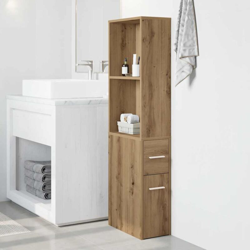 foto del prodotto mobile da bagno stretto con ruote rovere artigianale truciolato vidaxl