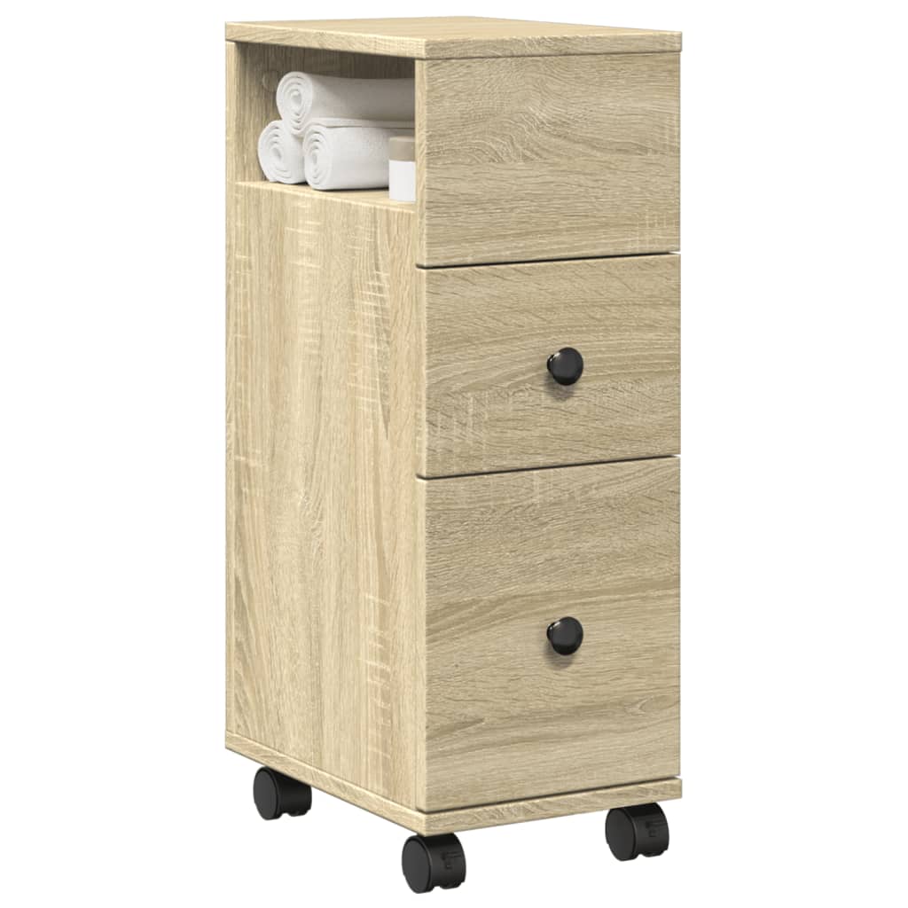 foto del prodotto mobile da bagno stretto con ruote rovere sonoma in truciolato vidaxl