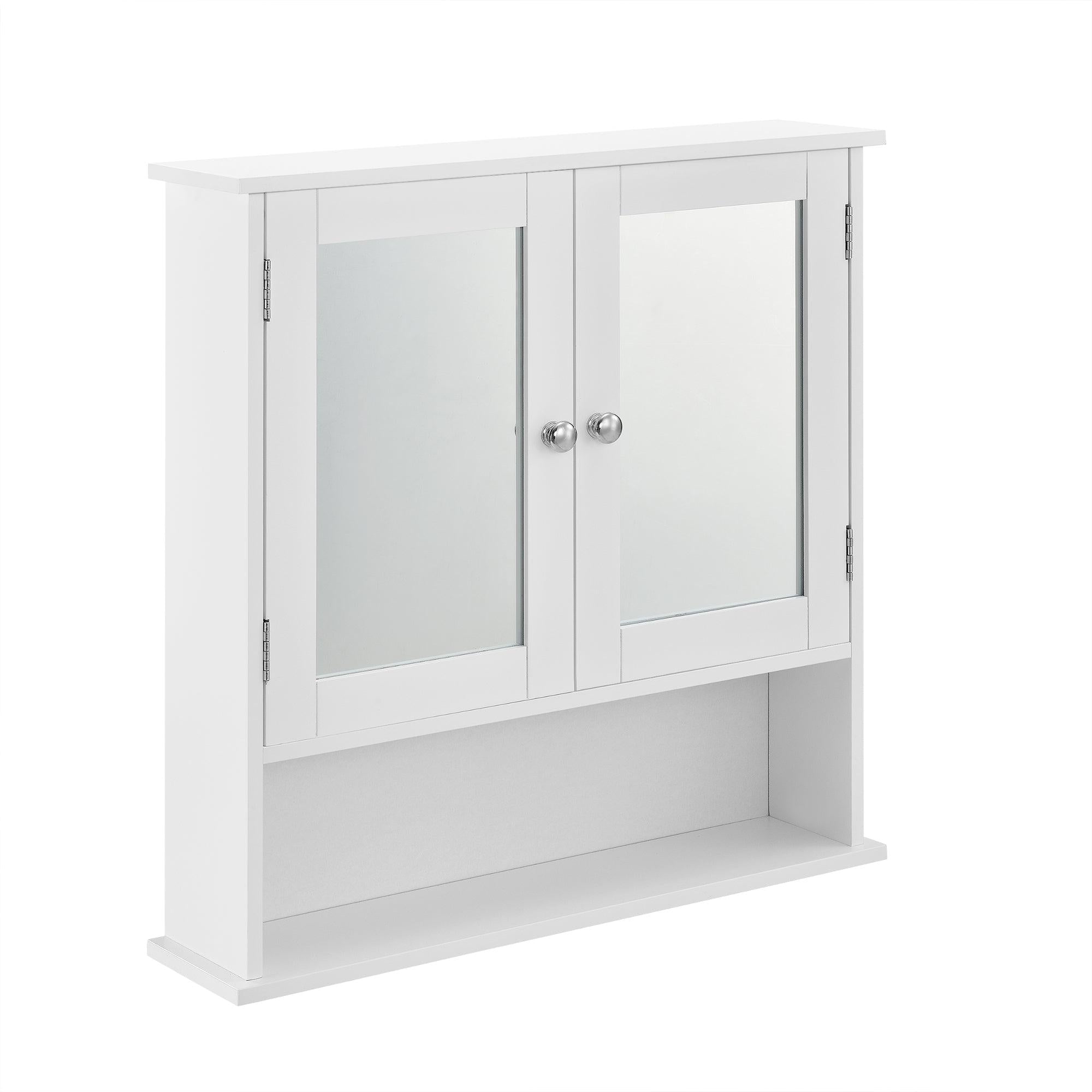 foto del prodotto mobile da bagno vintage con specchio mobile da bagno con anta 3 piani portaoggetti mdf laccato 58 cm bianco 03 0000784