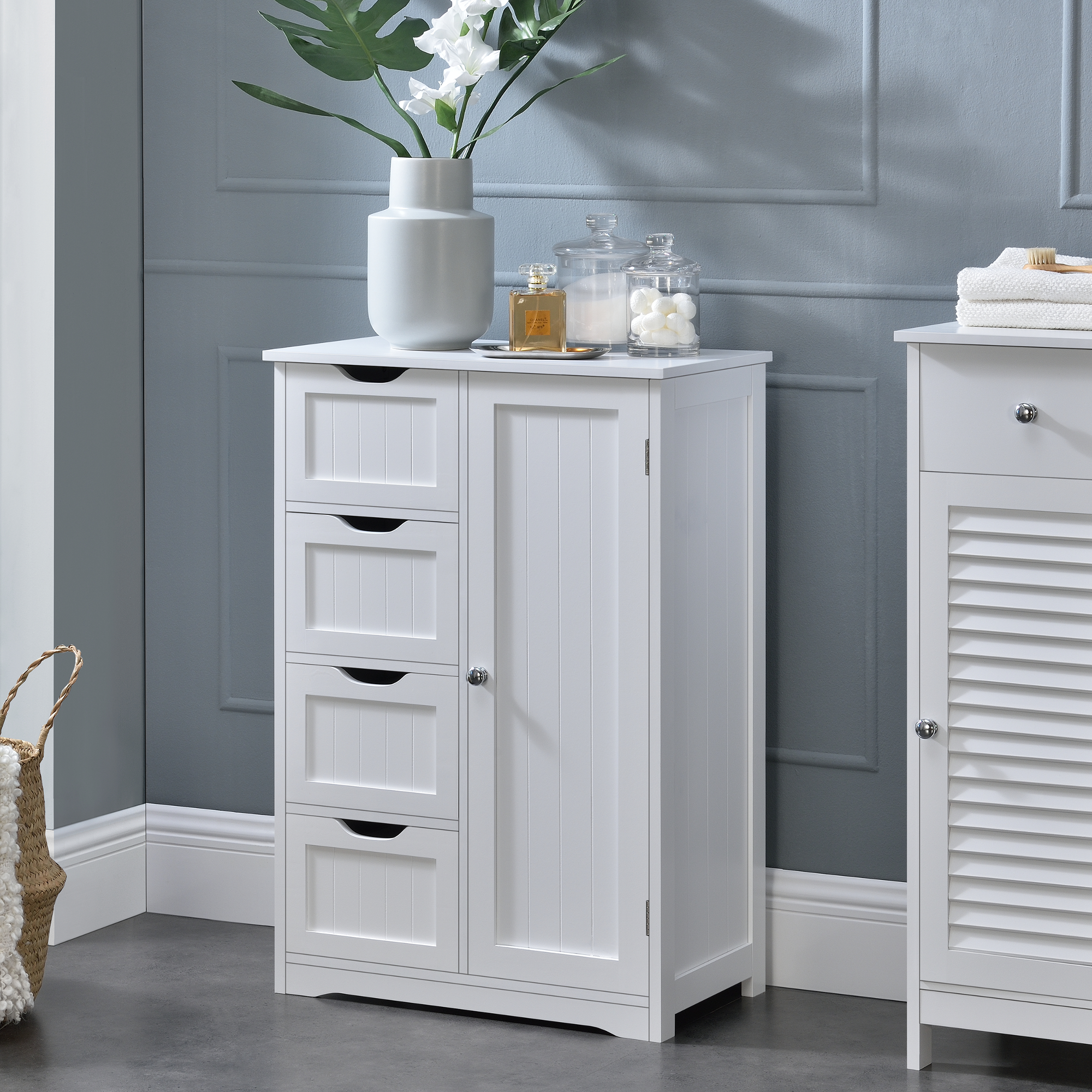 foto del prodotto mobile da bagno waterford con 4 cassetti e 3 scomparti 81 x 55 x 30 cm bianco en.casa 
