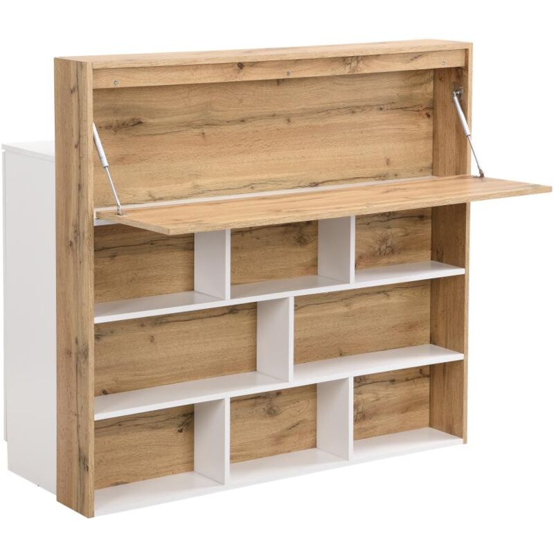 foto del prodotto mobile da bar con 2 ante e 1 cassetto in mdf bianco e naturale lamonia