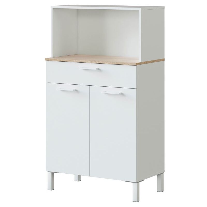 foto del prodotto mobile da cucina a microonde 2 ante 1 cassetto stile moderno yuka bianco opaco 126x72x40 cm