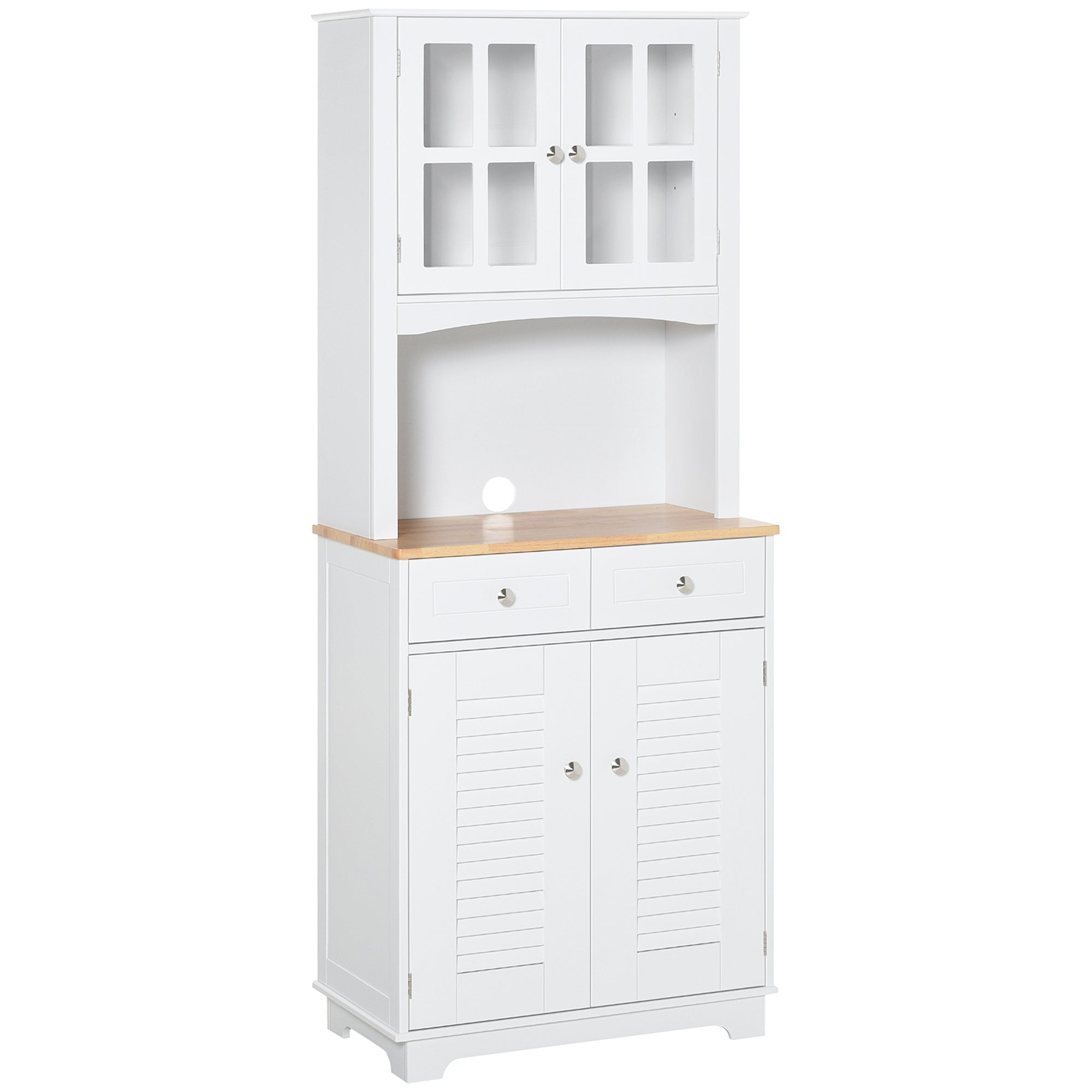 foto del prodotto mobile da cucina credenza con ante e cassetti 68x39,5x170 cm in legno bianca