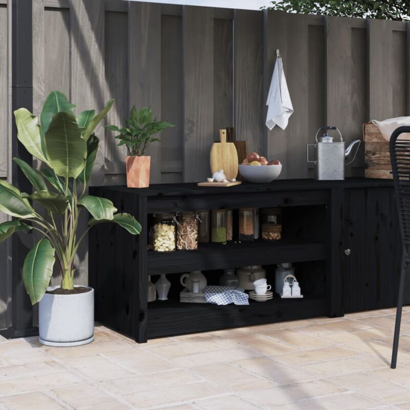 foto del prodotto mobile da cucina da esterno nero 106x55x64 cm legno massello di pino
