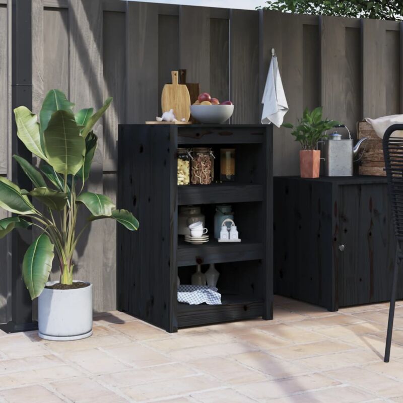 foto del prodotto mobile da cucina da esterno nero 55x55x92 cm legno massello di pino