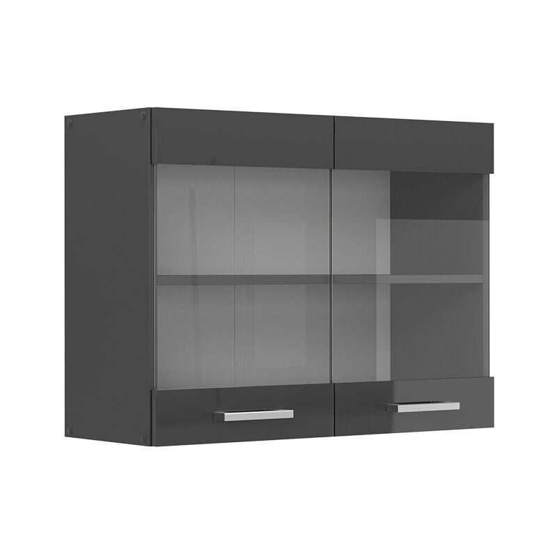 foto del prodotto mobile da cucina in vetro r line, antracite lucido, 80 cm vicco
