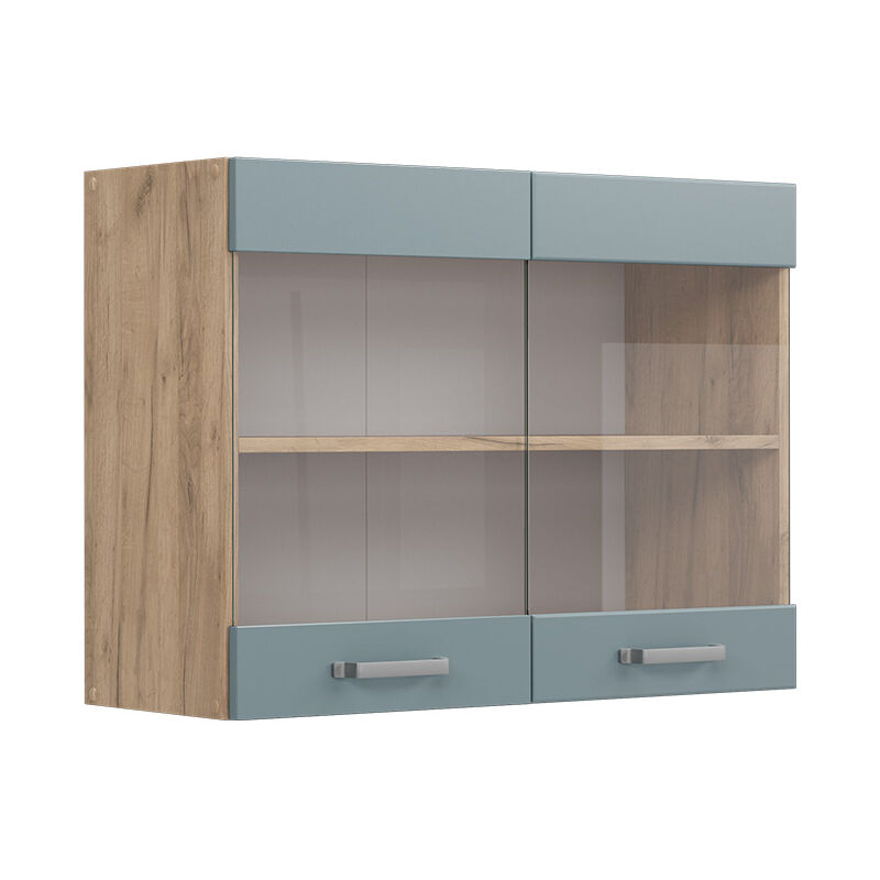 foto del prodotto mobile da cucina in vetro r line, grigio blu, 80 cm, vicco