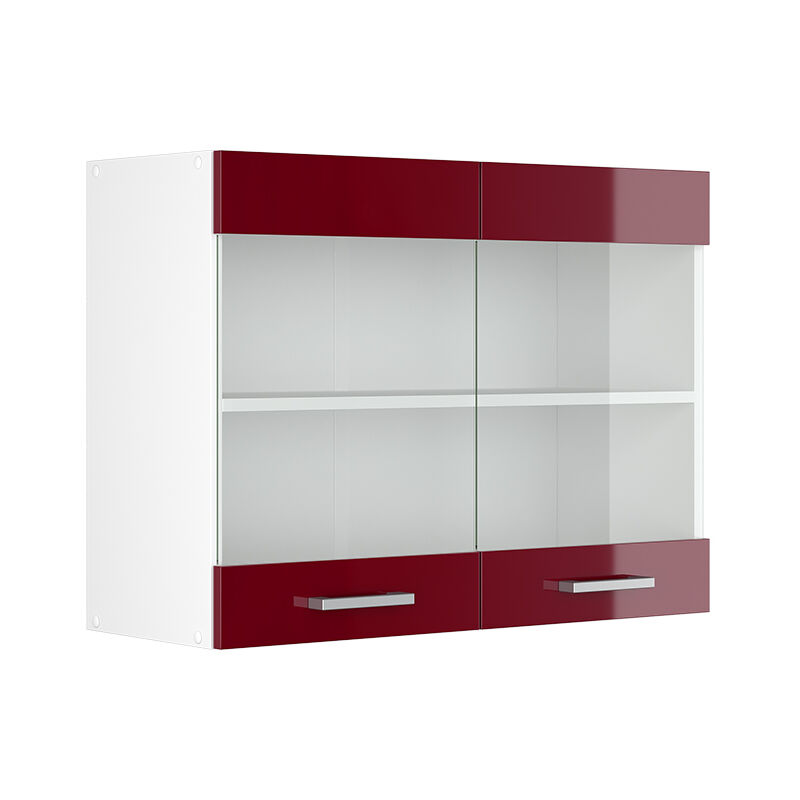 foto del prodotto mobile da cucina in vetro r line, rosso bordeaux lucido, 80 cm vicco