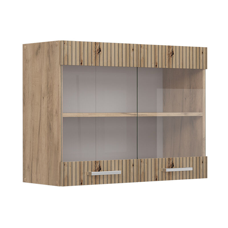 foto del prodotto mobile da cucina in vetro r line, rovere artigianale, 80 cm vicco