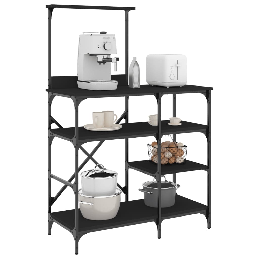foto del prodotto mobile da cucina nero 90x40x132 cm legno multistrato e metallo