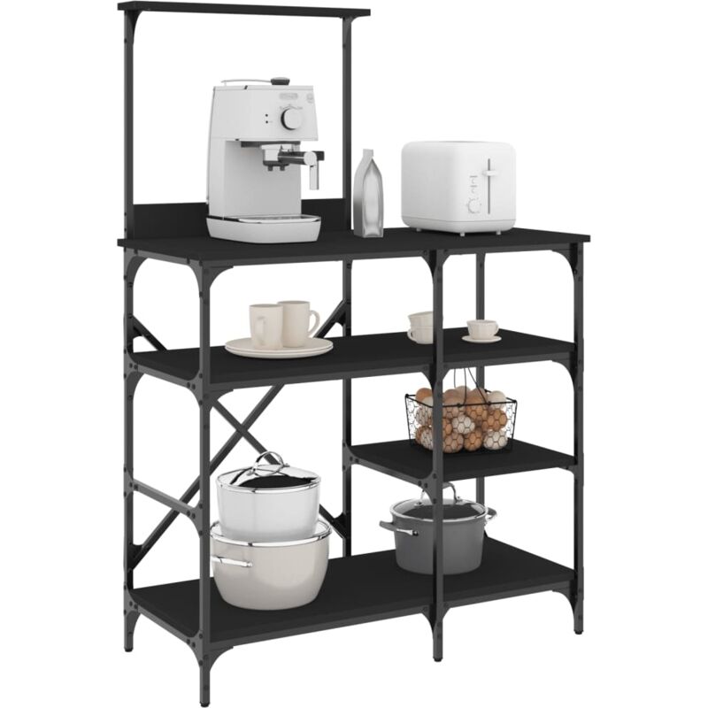foto del prodotto mobile da cucina nero 90x40x132 cm legno multistrato e metallo vidaxl