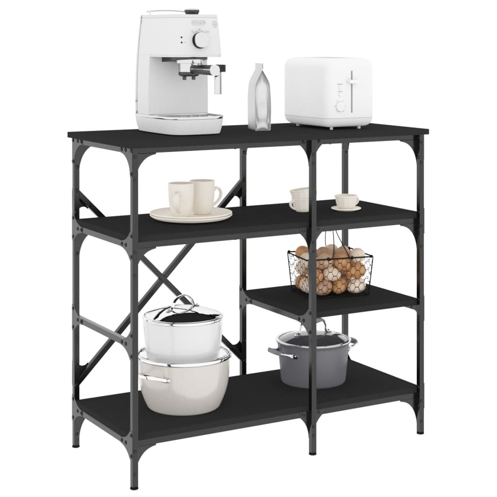 foto del prodotto mobile da cucina nero 90x40x84 cm legno multistrato e metallo