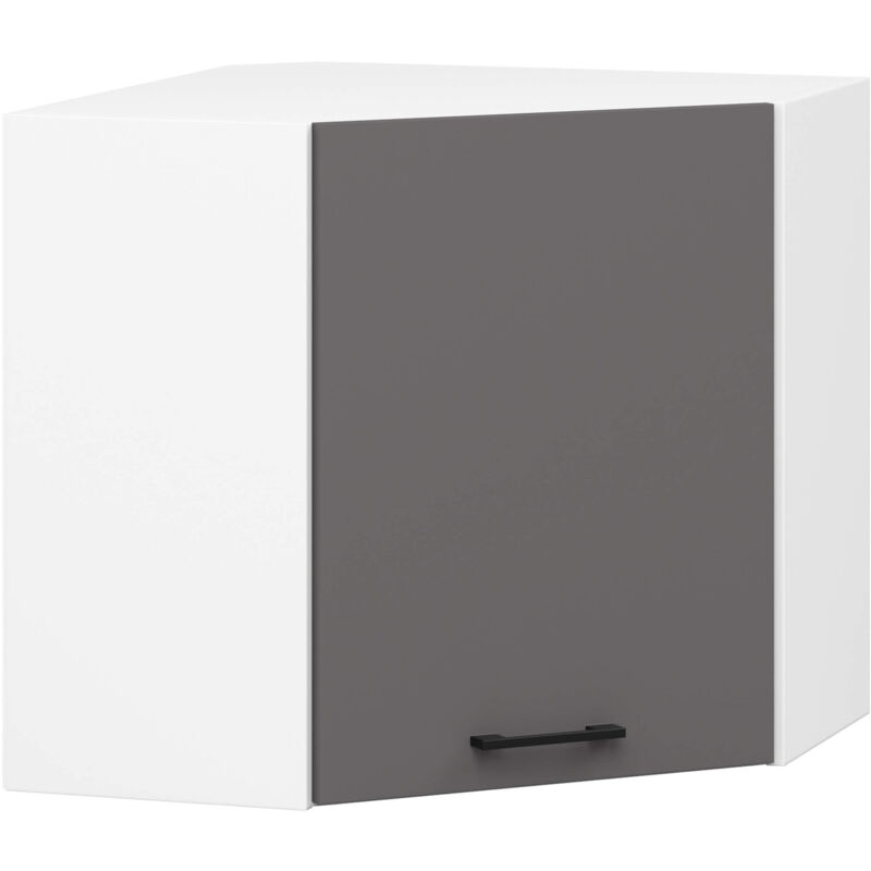 foto del prodotto mobile da cucina pensile ad angolo sistema akord oliwia bianco 60 cm 1 anta inserto frontale grigio grafite 60x30x58 cm