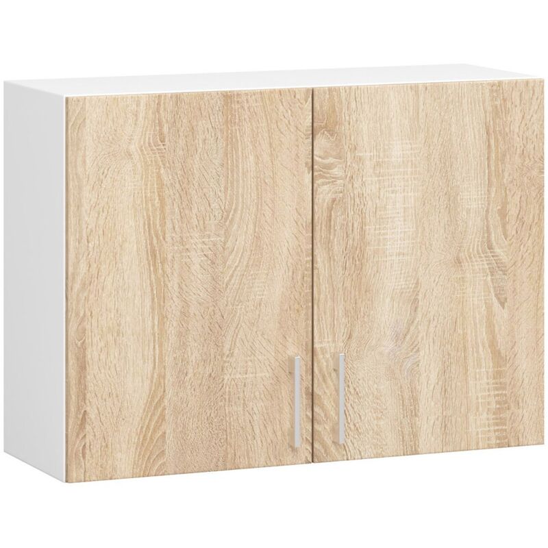 foto del prodotto mobile da cucina pensile sistema akord lima bianco 80 cm 2 ante inserto frontale sonoma quercia 80x30,5x58 cm