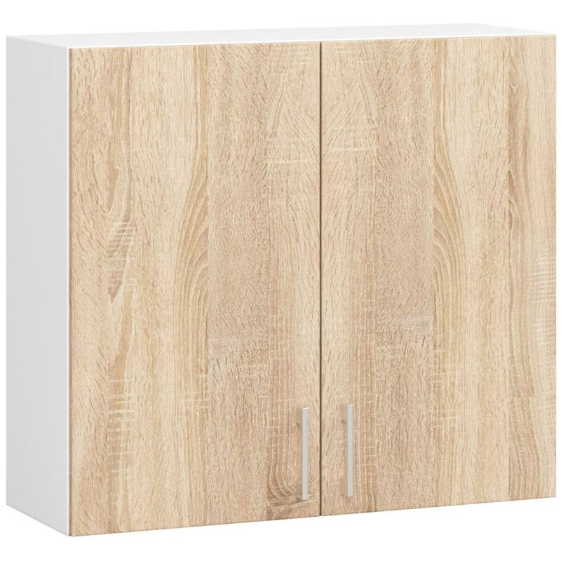 foto del prodotto mobile da cucina pensile sistema akord lima bianco 80 cm 2 ante inserto frontale sonoma quercia 80x30,5x72 cm
