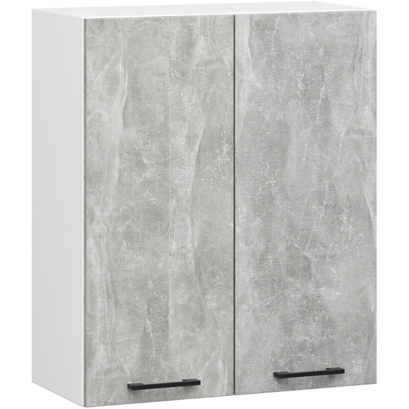 foto del prodotto mobile da cucina pensile sistema akord oliwia 60 cm h720 bianco inserto frontale cemento grigio cemento 2 ante 60x30x72 cm