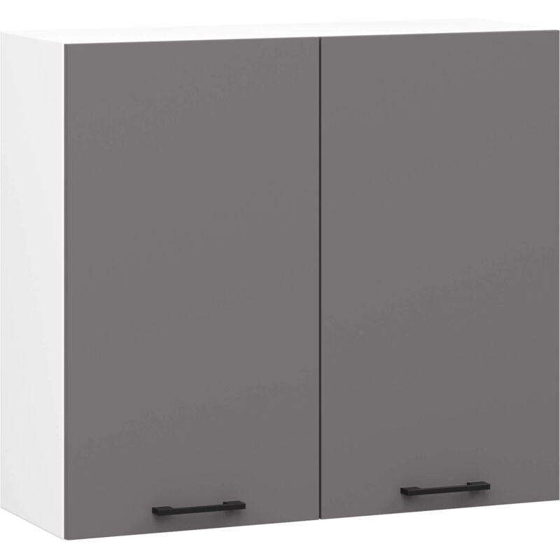 foto del prodotto mobile da cucina pensile sistema akord oliwia bianco 80 cm 2 ante inserto frontale grigio grafite 80x30x72 cm