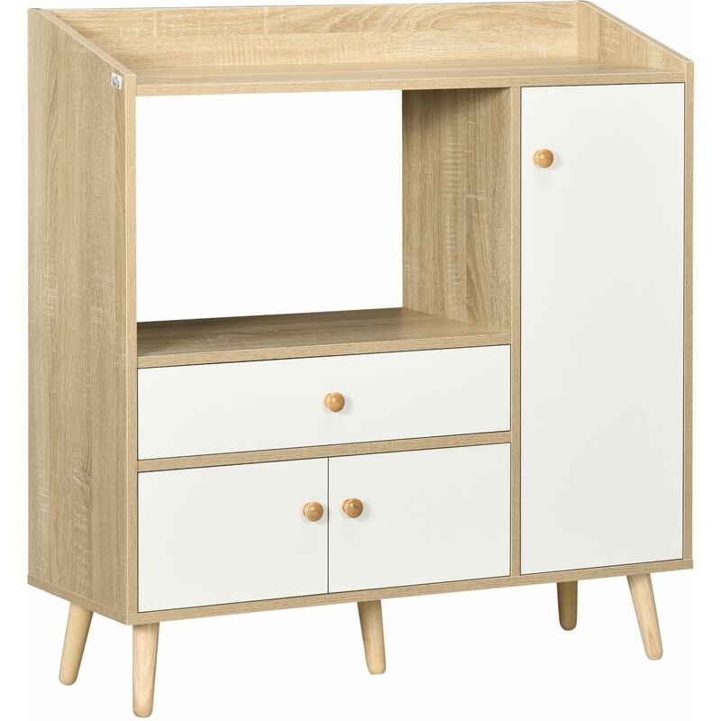 foto del prodotto mobile da cucina per microonde 90x30x94 cm in truciolato naturale e bianco