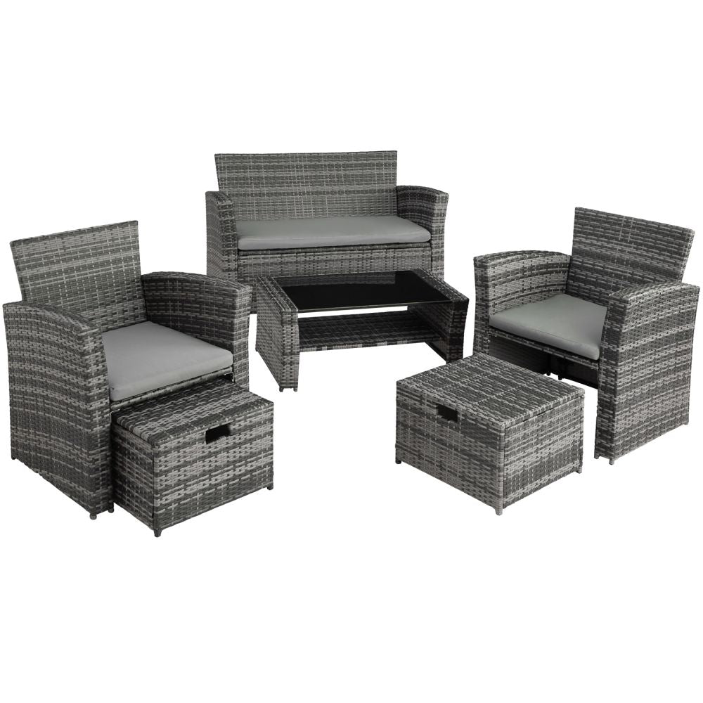 foto del prodotto mobile da giardino a 4 posti in rattan sintetico in resina intrecciata con copertura protettiva grigia 2108079