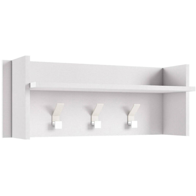 foto del prodotto mobile da ingresso angry, mobile appendiabiti con 3 ganci, mensola portaoggetti da ingresso, 100 made in italy, 90x29h34 cm, bianco dmora