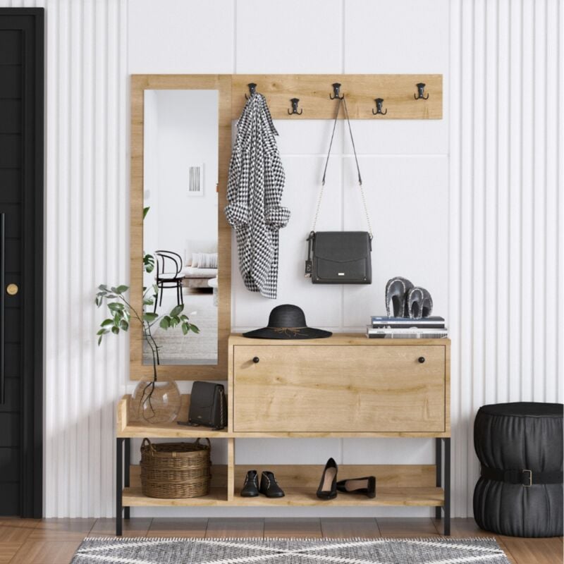 foto del prodotto mobile da ingresso con appendiabiti e scarpiera dragor