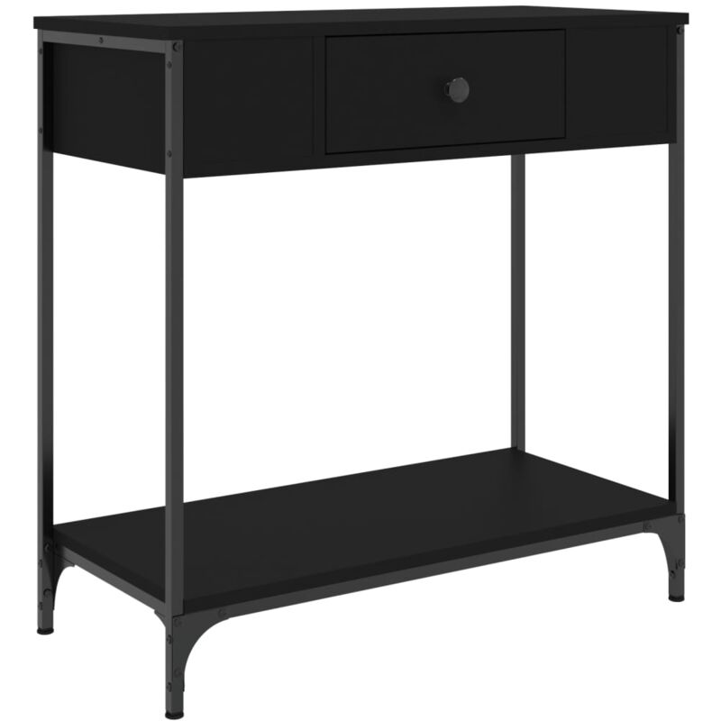 foto del prodotto mobile da ingresso consolle dal design elegante con cassetti 75 x 34,5 x 75 cm derivati del legno e metallo nero dec032156